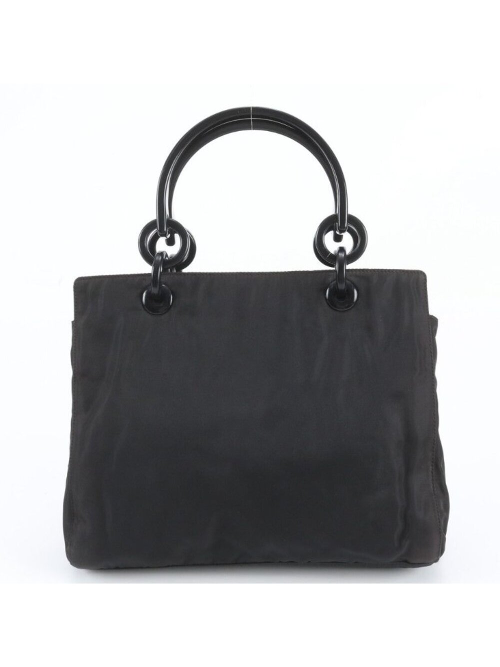 Prada Tessuto Nylon Triangle Logo Chain Handle Tote Bag